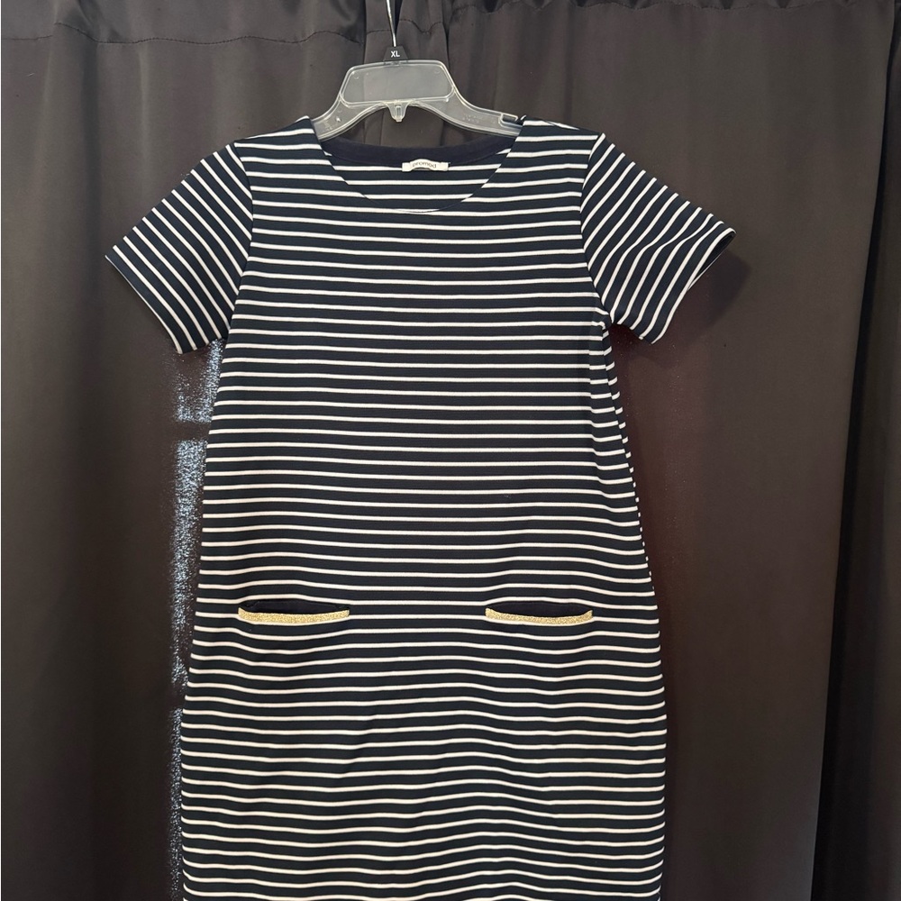 Promod Navy and White Striped Dresses
